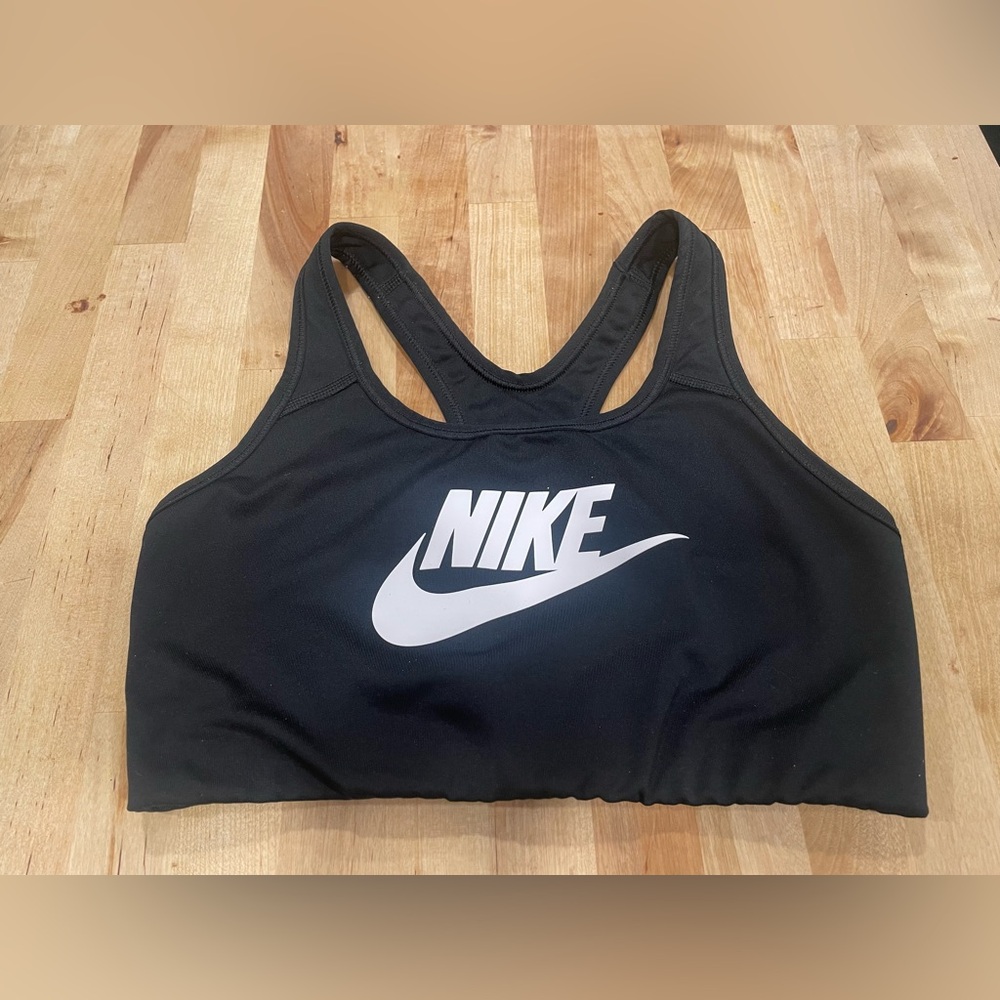 Nike Black Sports Bra with White Swoosh Logo